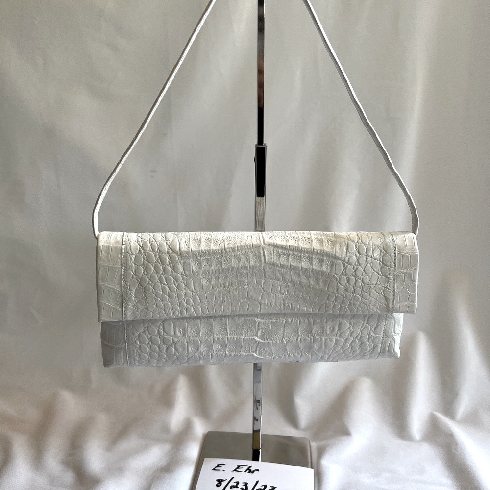 NWT Nancy Gonzalez White Crocodile Shoulder Bag